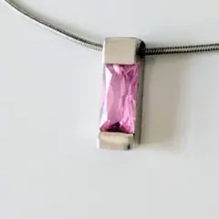ピンクストーン シンプルデザイン 一粒石 925ネックレス