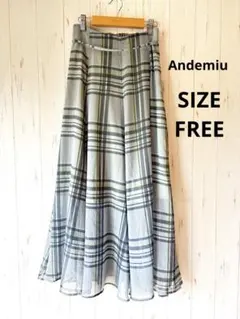 【Andemiu】アンデミュウ チェック柄フレアスカート FREEのサムネイル