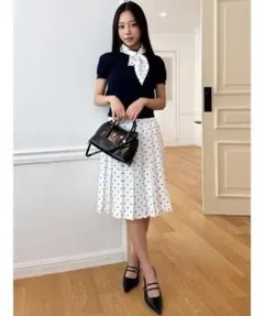 snidel ベルト付きミドルスカート ホワイト