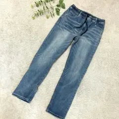 Denifits ストレートデニム　青　ウエスト総ゴム　ひも付き　Ｍ　メンズ