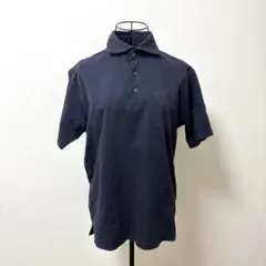 CHRISTIAN ORANIストライプ柄 ネイビー ポロシャツ 半袖M