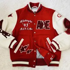 【レア物】★袖レザー★ A Bathing Ape 刺繍スタジャン レア物】☆袖レザー☆ A Bathing Ape 刺繍スタジャン