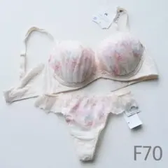 パルファージュ33S♪ブラF70&ショーツM Tバック ラメ 白 ワコール 新品