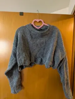 ZARA グレー クロップドニット M