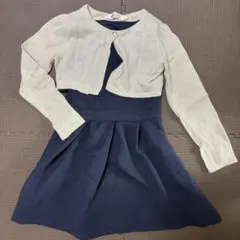 【美品】H&M フォーマルワンピース ボレロセット ネイビー ゴールド 120