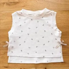 さくらんぼ柄 ワッフル素材 キッズベスト 110