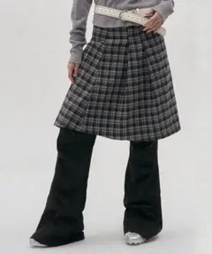【試着のみ】PLACE STUDIO レイヤード　チェックスカート　韓国