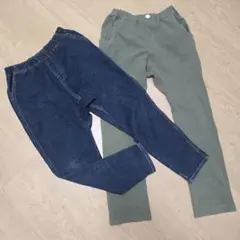 140cm パンツ２点セット　BREEZE(カーキ)