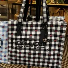 COACH コーチ ギンガムチェック チェリー トートバッグ - メルカリ