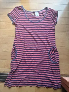 【X-girl】ストライプ 半袖ミニワンピース