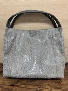 LUPUY バッグ レディース ヘビ革 ハンドバッグ レザー グレー パイソン
