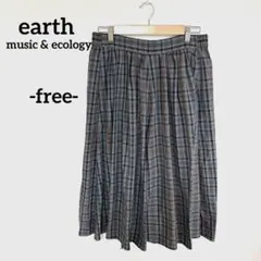 アースミュージックアンドエコロジー チェックガウチョパンツ グレーＦウエストゴム