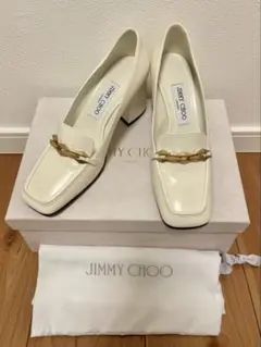 保存袋付き✨ジミーチュウ バックスリング レザー×エナメル 白