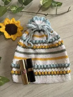ハンドメイド 手編み 巾着袋 ニットポーチ