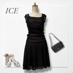 ICE◆チュールドレス(M)黒 シアー パーティー およばれ 華やか フェミニン