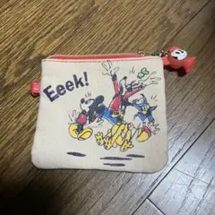 小銭入れ　ミッキーマウス&フレンド　チャック式　布製ポケット付き
