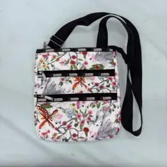 レスポートサック 花と鳥のプリント メッセンジャーバッグ