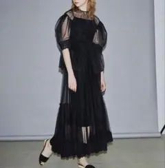 le ciel blue ルシェルブルー　チュールレース　スカート　ブラックのサムネイル