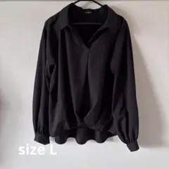 襟付きスキッパーシャツブラウス　Lサイズ