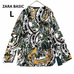 ザラベーシック　ブラウス　ペイズリー　総柄　Vネック　長袖シャツ　モロッコ製　Lのサムネイル