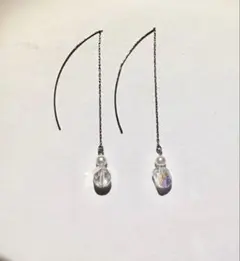 クリスタルパールロングピアス