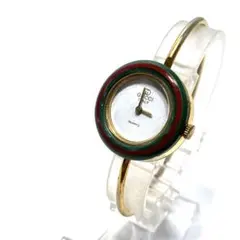 【稼働品】GUCCI 腕時計　チェンジベゼル　ヴィンテージ　緑赤　ラウンド
