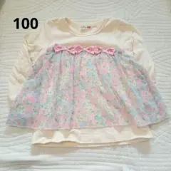 kp 花柄シフォンTシャツ 100