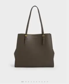 Sansa サンサ クラシックダブルハンドルトートバッグ - ダークモス