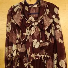 SNIDEL花柄ブラウンロングドレス