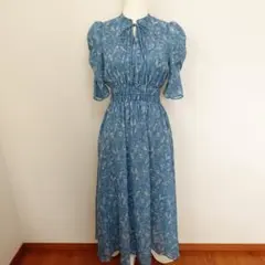 美品 ローレンラルフローレン ワンピース マキシ丈 フリル ベルト 花柄 