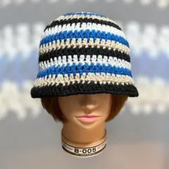 321 バケットハット　手編み　古着　レア　クロシェハット　クラッシャーハット