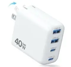 合計40W 急速充電器 typec 4台同時充電 小型 折畳み式