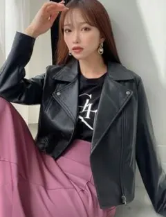 新品 RESEXXY フェイクレザーライダースジャケット M