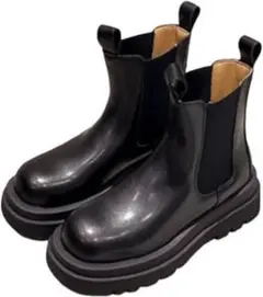 靴 シューズ チェルシーブーツ サイドゴア ショート丈 厚底　24.5㎝