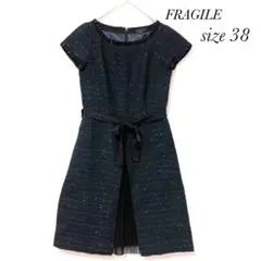 フラジール パーティードレス きれいめ ワンピース 半袖 ラメ入り a0423