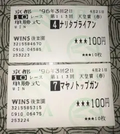 ナリタブライアン　他場的中単勝馬券 ナリタブライアン 他場的中単勝馬券 Yahoo!オークション