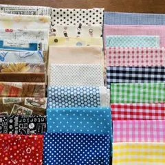 パッチワークはぎれまとめ売りセット 約28枚チェック・水玉・英字系
