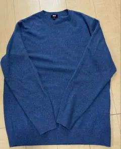 ユニクロ2025製 カシミアセーター ブルー メンズXL