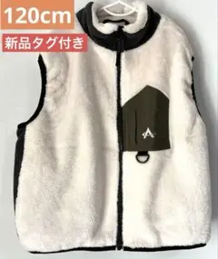 新品 120 ボアベスト 白 もこもこ ふわふわ 韓国 子供服 フリース ベスト