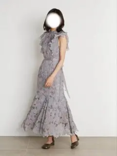 snidel カッティングレースワンピース グレー