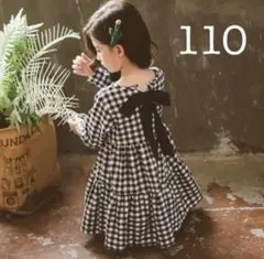 110センチ♡ ギンガムチェック バックリボン ワンピース キッズ