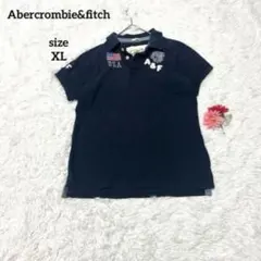 アバクロ ポロシャツ 半袖 ワッペン ネイビー カジュアル 綿100% XL