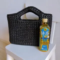 軽くて丈夫◎スズランテープバッグ ブラック｜かぎ針編み ハンドメイド トート
