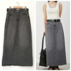 515 ミラオーウェン 後ベンツストレートマキシデニムスカート ロング グレー