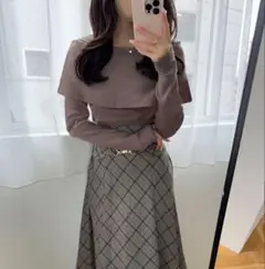 GRL グレイル　オフショルニットトップス　an1432 モカ　S