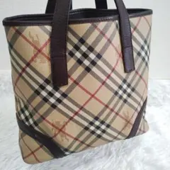 【美品】BURBERRY バーバリー チェック柄 ハンドバッグ PVC レザー