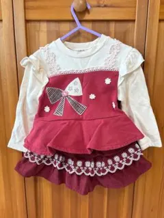 souris リボントップスとスカートキュロットの2点セット　100サイズ