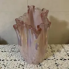 北一ガラスピンクフリルフラワーベース - メルカリ