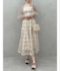 タグ付きdazzlin ダズリン アイボリー オフショルダーレースリボン