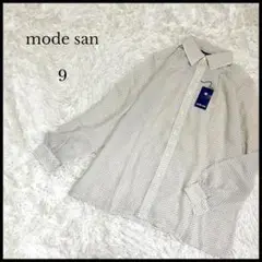新品未使用【mode san】モードサン 長袖シアーシャツ ベージュ 9 総柄